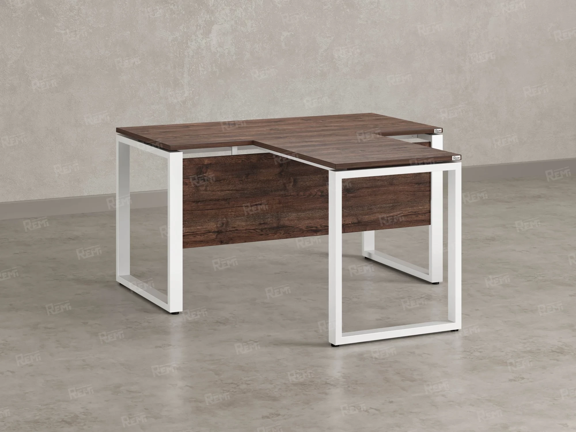 Стол с брифингом с парящей столешницей на О-образных опорах с экраном ЛДСП RM045-10x8 1000x1800x750 Дуб Апрельский шоколад/Белый