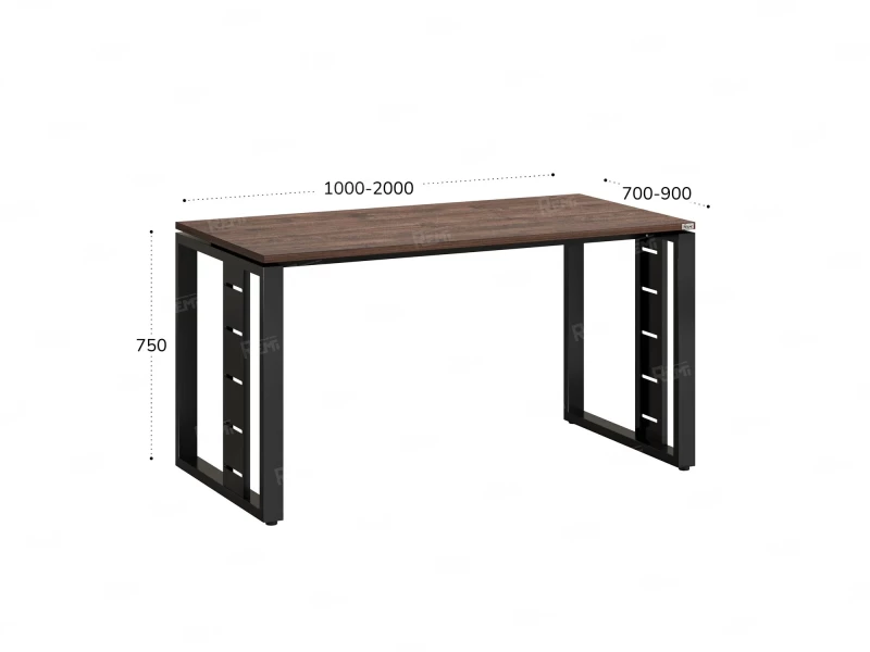 Стол прямой на О-образных опорах 2000x900x750 RM040-20x9 Дуб Апрельский шоколад/Черный