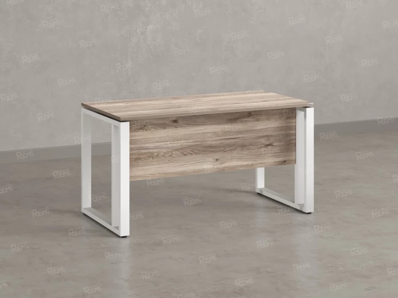 Стол прямой на О-образных опорах с экраном ЛДСП 1800x700x750 RM041-18x7 Дуб Маувелла/Белый