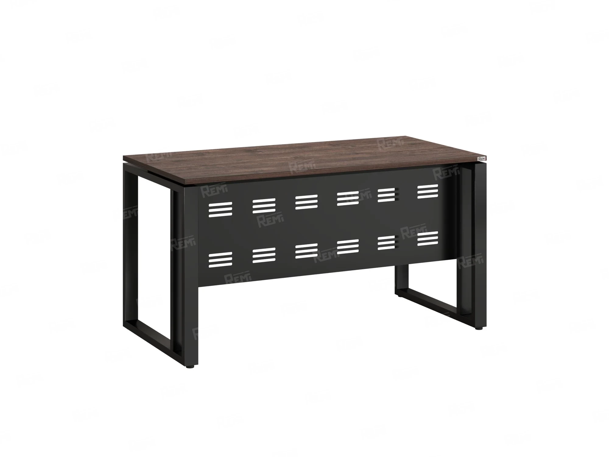 Стол прямой на О-образных опорах с металлическим экраном 1000x800x750 RM042-10x8 Дуб Апрельский шоколад/Черный