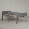 Бенч-система, 4 рабочих места, на П-образных опорах, 8 тканевых экранов 1800x1600x750 RM166-1-18x16 Дуб Маувелла/Серый