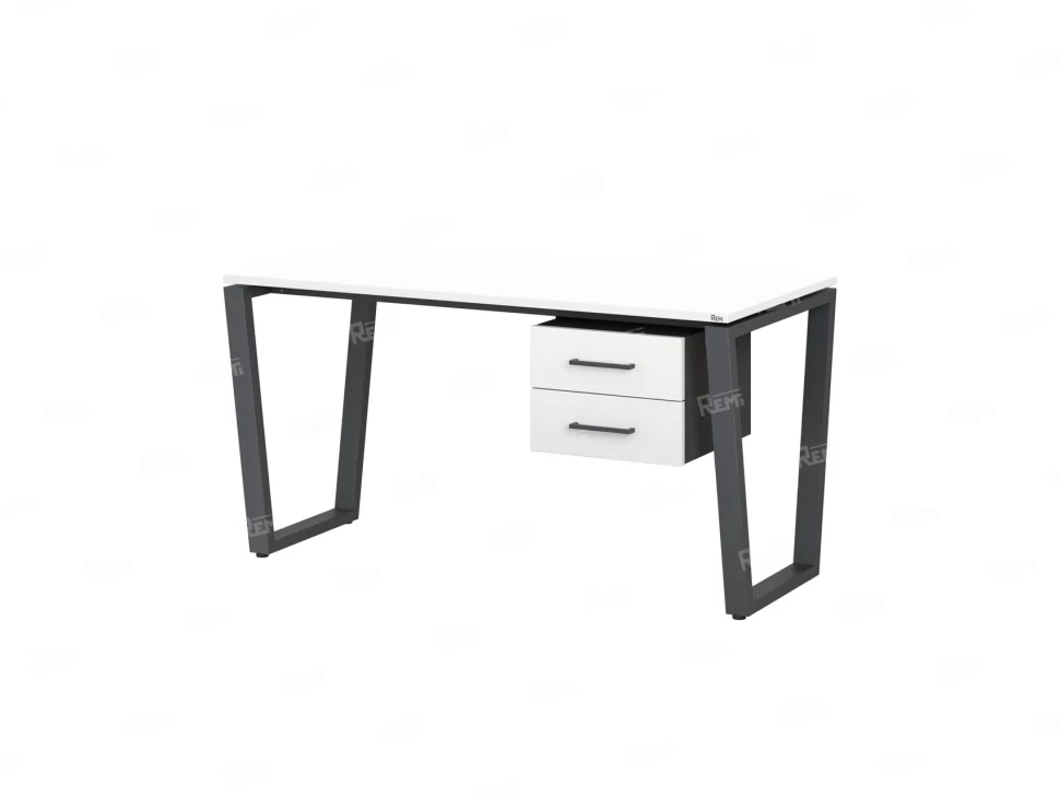 Стол прямой с подвесной тумбой 2 ящика, U-опора 1800x800x750 RM035-18x8 Белый/Серый