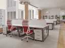 Стол прямой, подвесная тумба, ЛДСП экран, О-опора 1800x800x750 RM032-18x8 Белый/Серый