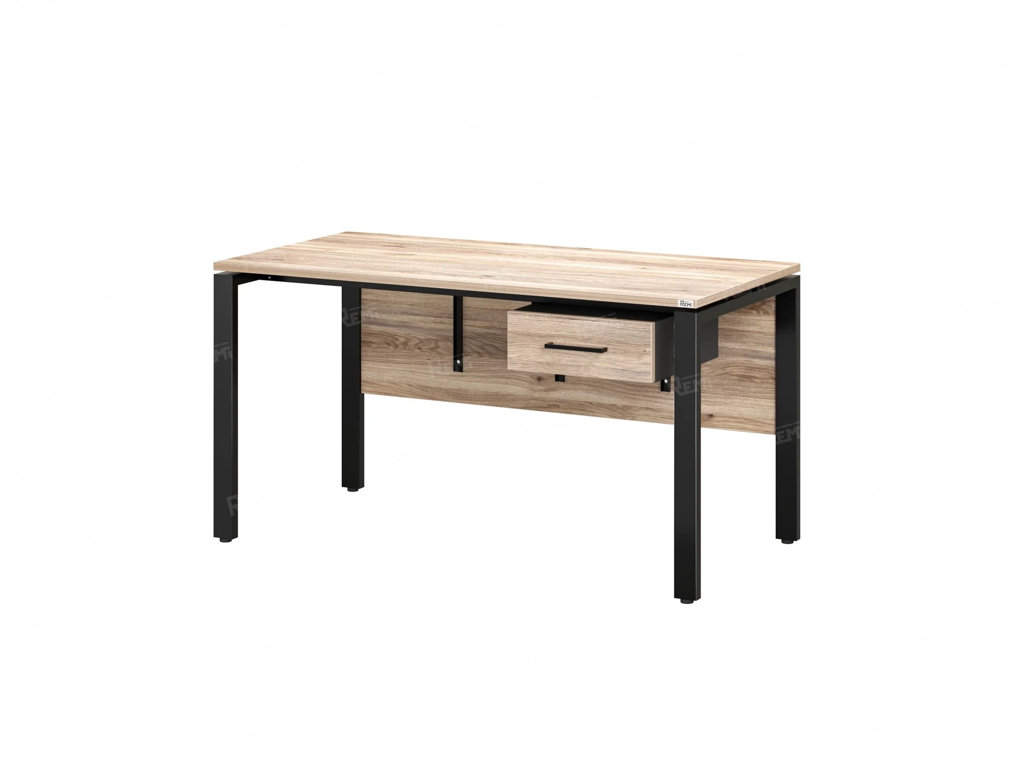 Стол прямой, подвесная тумба, ЛДСП экран, П-опора 1800x800x750 RM030-18x8 Дуб Маувелла/Черный