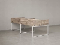 Бенч-система, 4 рабочих места, на О-образных опорах, 8 ЛДСП экранов 2400x1400x750 RM170-1-12x14 Дуб Маувелла/Белый