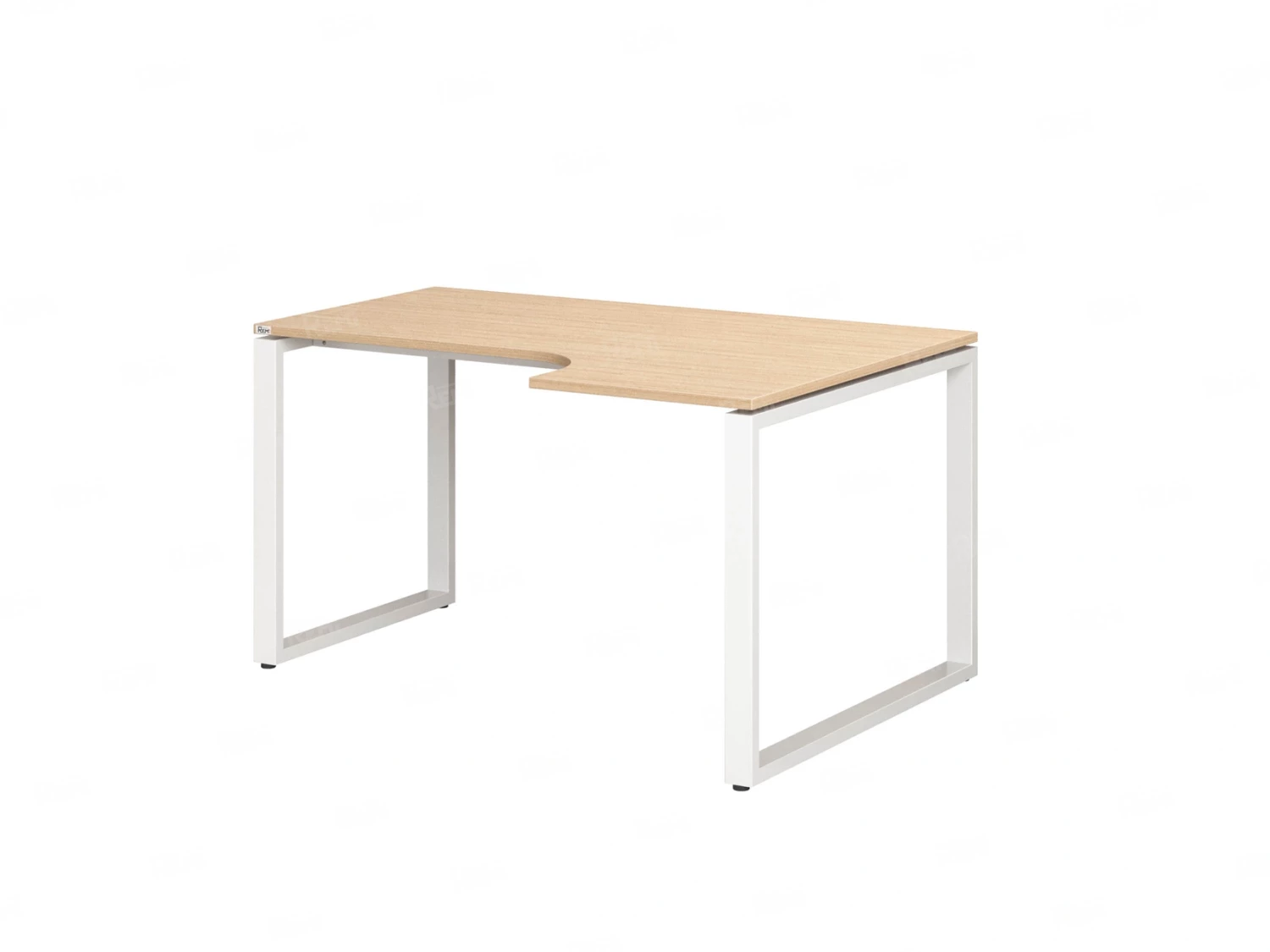 Стол угловой, О-опора, правый 1400x800/1000x750, RM054-14x8-10 Вяз Швейцарский светлый/Белый