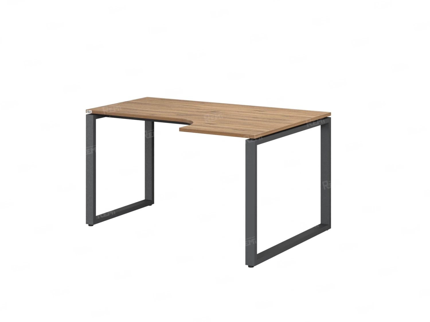 Стол угловой, О-опора, правый 1800x600/900x750, RM054-18x6-9 Дуб Юстус/Серый