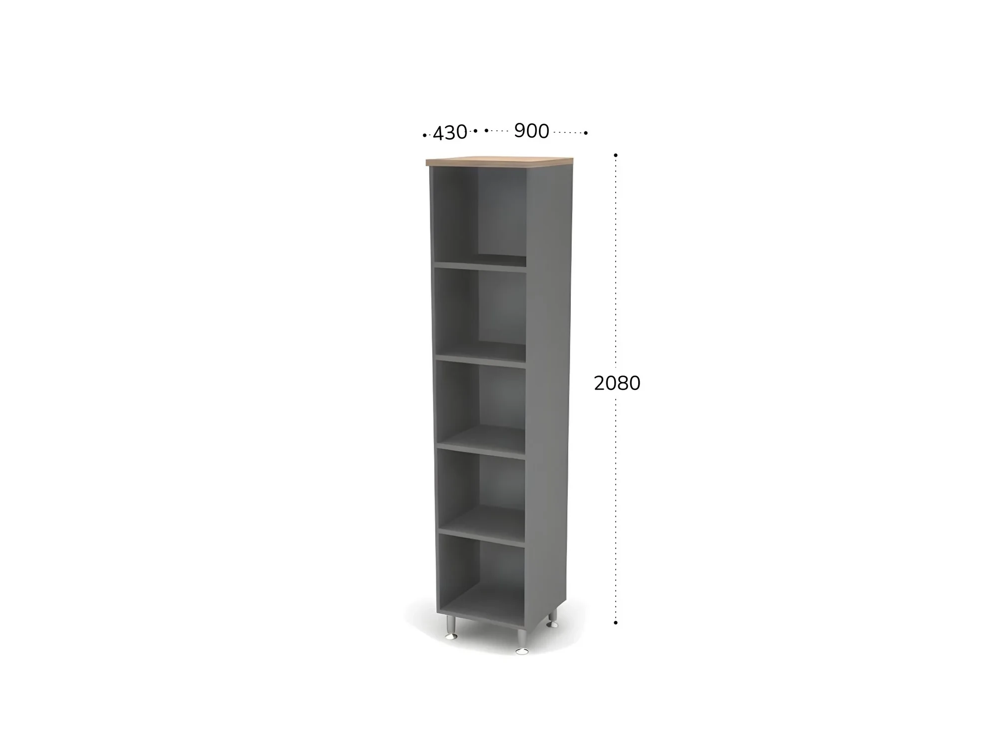 BRL RB043-45х43 Стеллаж узкий 5 уровней 450х430х2080 Дрифтвуд/Серый вулканический