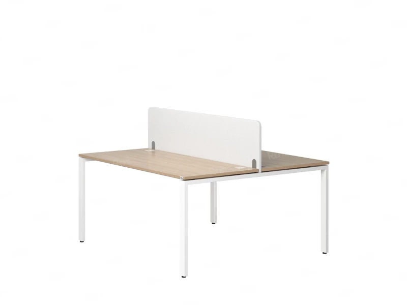 Бенч-система, 2 рабочих места, с одним тканевым экраном 1800x1600x750 RM165-1-18x16 Вяз Швейцарский светлый/Белый
