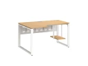 Стол угловой, экран металл, О-опора, левый 1600x800/1000x750, RM056-16x8-10 Вяз Швейцарский светлый/Белый