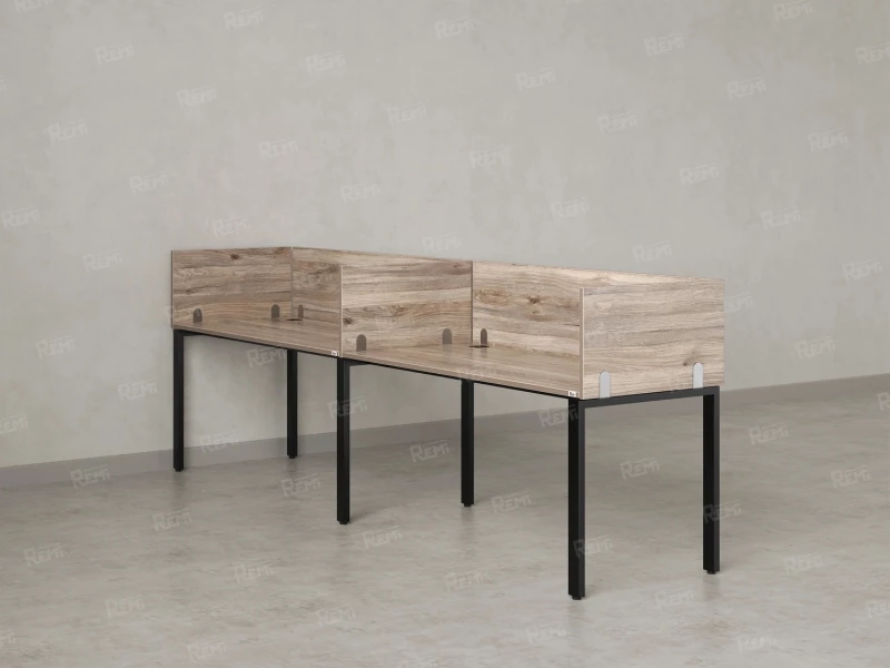 Бенч-система в 1 ряд, 2 рабочих места 5 ЛДСП экранов 3600x800x750 RM167-2-36x8 Дуб Маувелла/Черный