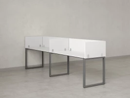 Бенч-система в 1 ряд, 2 рабочих места 5 ЛДСП экранов 2700x800x750 RM168-2-27x8 Белый/Серый