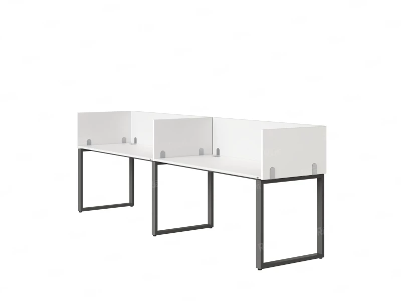 Бенч-система в 1 ряд, 2 рабочих места 5 ЛДСП экранов 2700x800x750 RM168-2-27x8 Белый/Серый