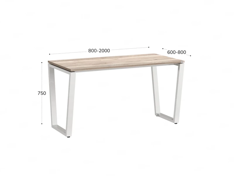 Стол прямой на U-образных опорах 1600x700x750 RM003-16x7 Дуб Маувелла/Белый