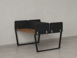 Бенч-система, 2 рабочих места, 5 тканевых экранов 1200x1600x750 RM172-3-12x16 Дуб Юстус/Черный