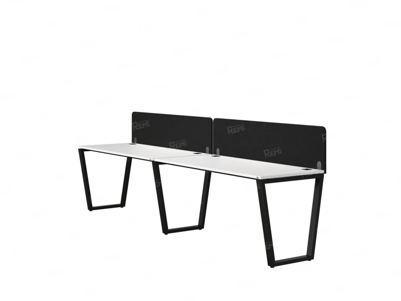 Бенч-система в 1 ряд, 2 рабочих места 2 тканевых экранов 3600x700x750 RM174-3-36x7 Белый/Черный