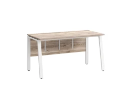 Стол прямой, Л-опора, экран ЛДСП,парящая стол-ца 1200x800x750 RM009-12x8 Дуб Маувелла/Белый