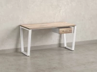 Стол прямой с подвесной тумбой, U-опора 2000x700x750 RM034-20x7 Дуб Маувелла/Белый