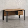 Стол прямой, подвесная тумба, ЛДСП экран, П-опора 2000x600x750 RM031-20x6 Дуб Юстус/Черный