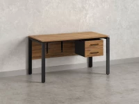 Стол прямой, подвесная тумба, ЛДСП экран, П-опора 2000x600x750 RM031-20x6 Дуб Юстус/Черный