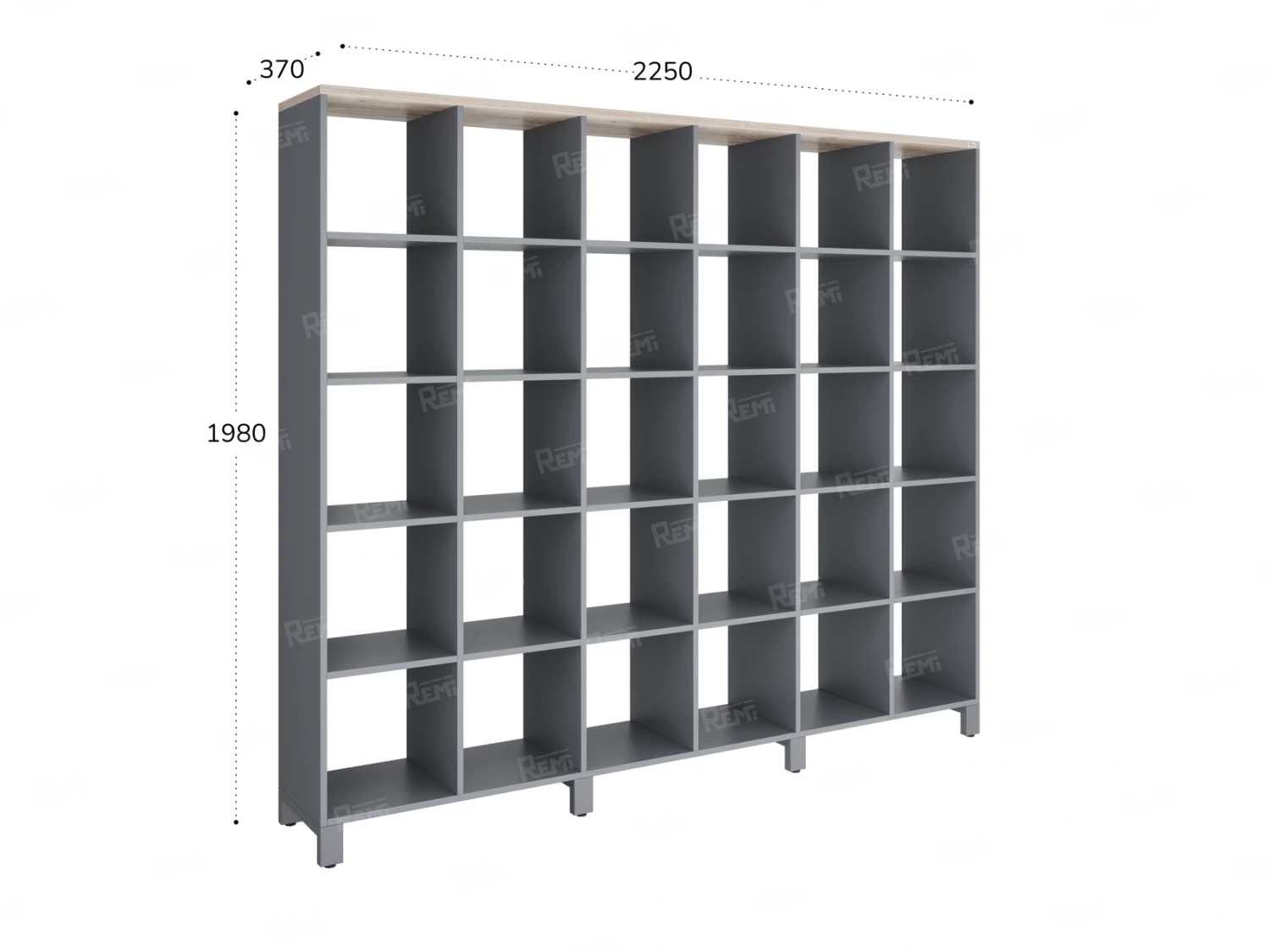 Стеллаж, 30 ячеек 2250х370х1980 RM143-225x37 Дуб Маувелла/Серый