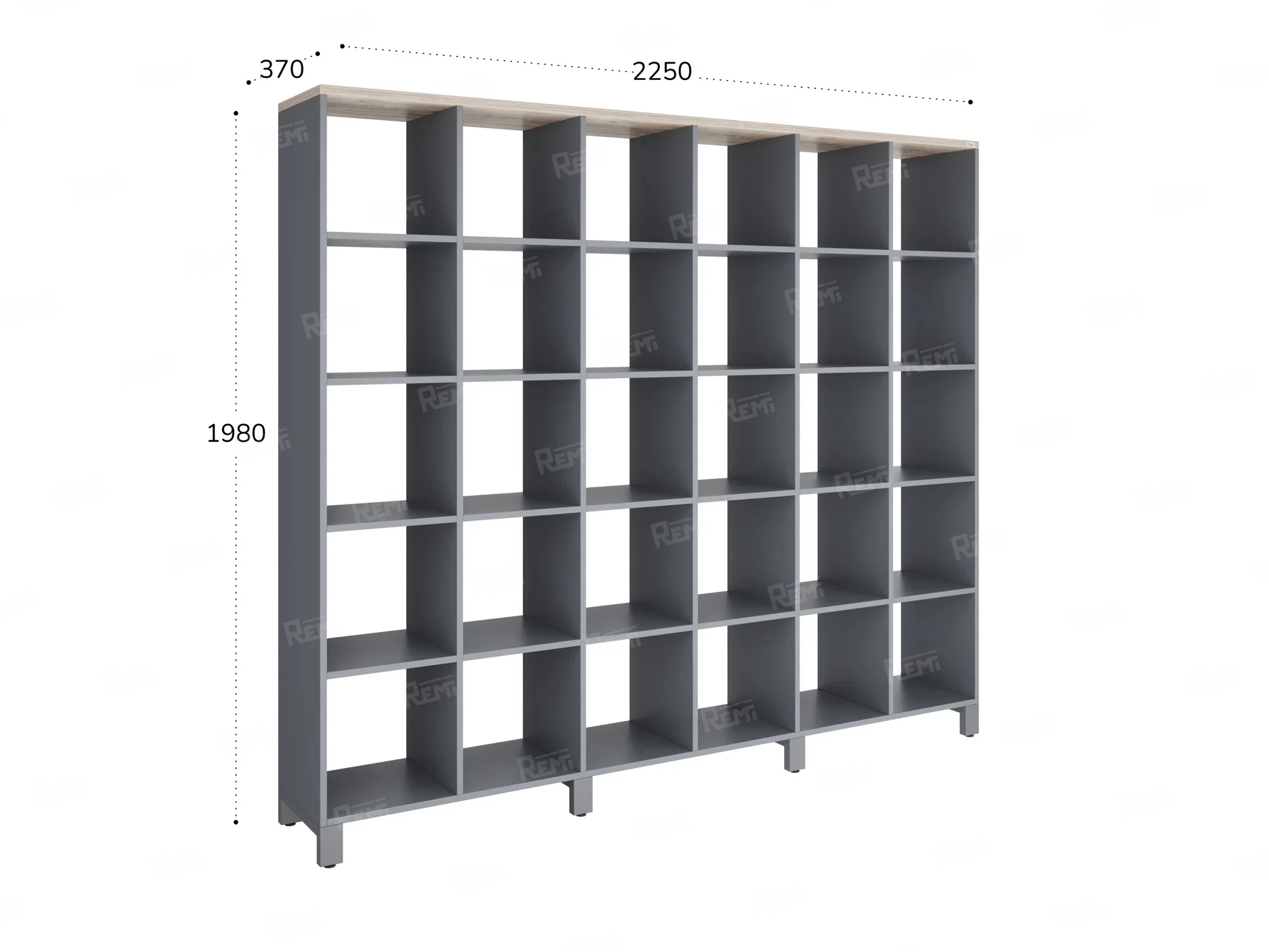 Стеллаж, 30 ячеек 2250х370х1980 RM143-225x37 Дуб Маувелла/Серый