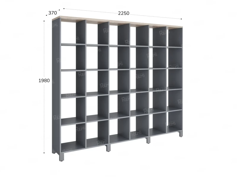 Стеллаж, 30 ячеек 2250х370х1980 RM143-225x37 Дуб Маувелла/Серый