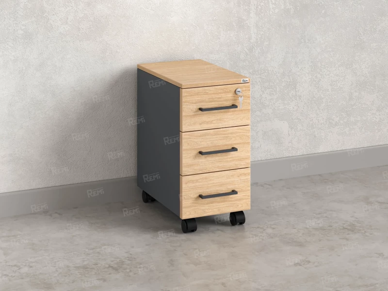 Тумба мобильная,3 ящика 300x500x600 RM123-30x50 Вяз Швейцарский светлый/Серый