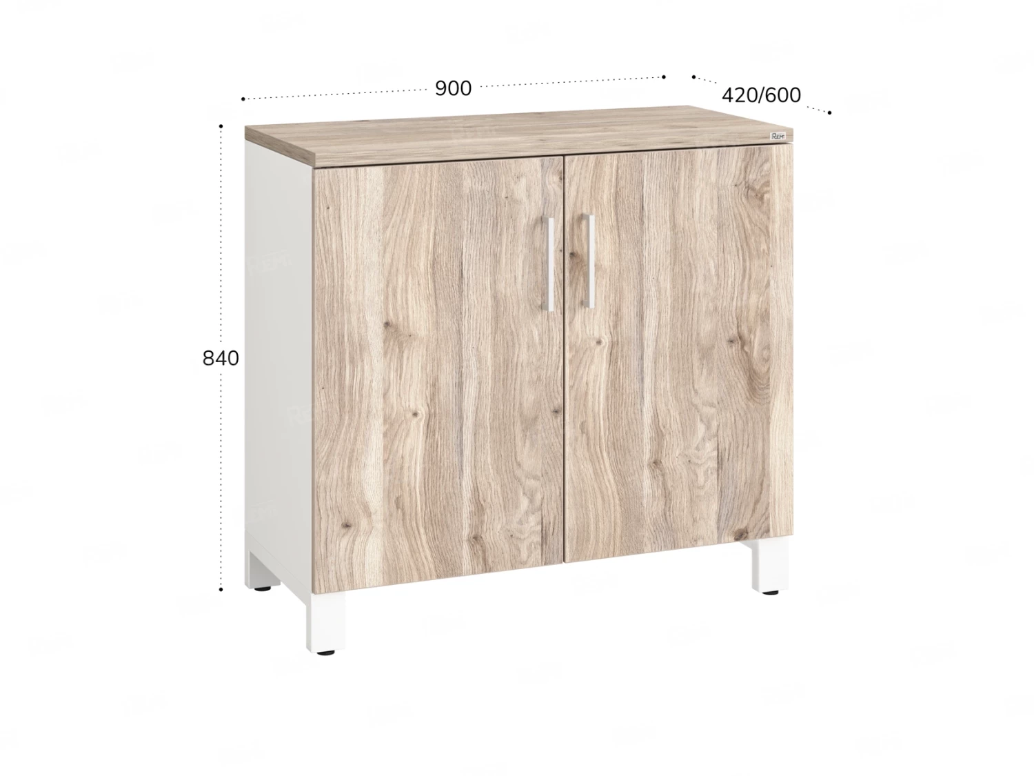 Шкаф низкий распашной, 2 уровня 900x600x850 RM147-90x60 Дуб Маувелла/Белый