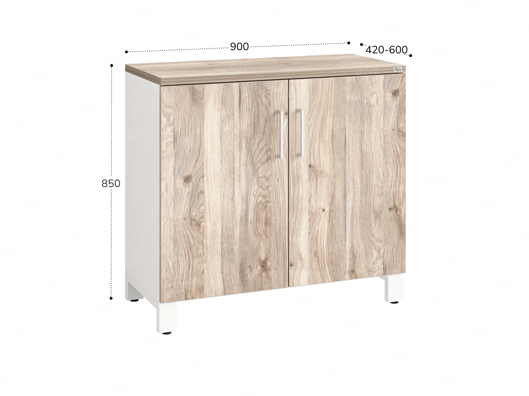 Шкаф низкий распашной, 2 уровня 900x600x850 RM147-90x60 Дуб Маувелла/Белый