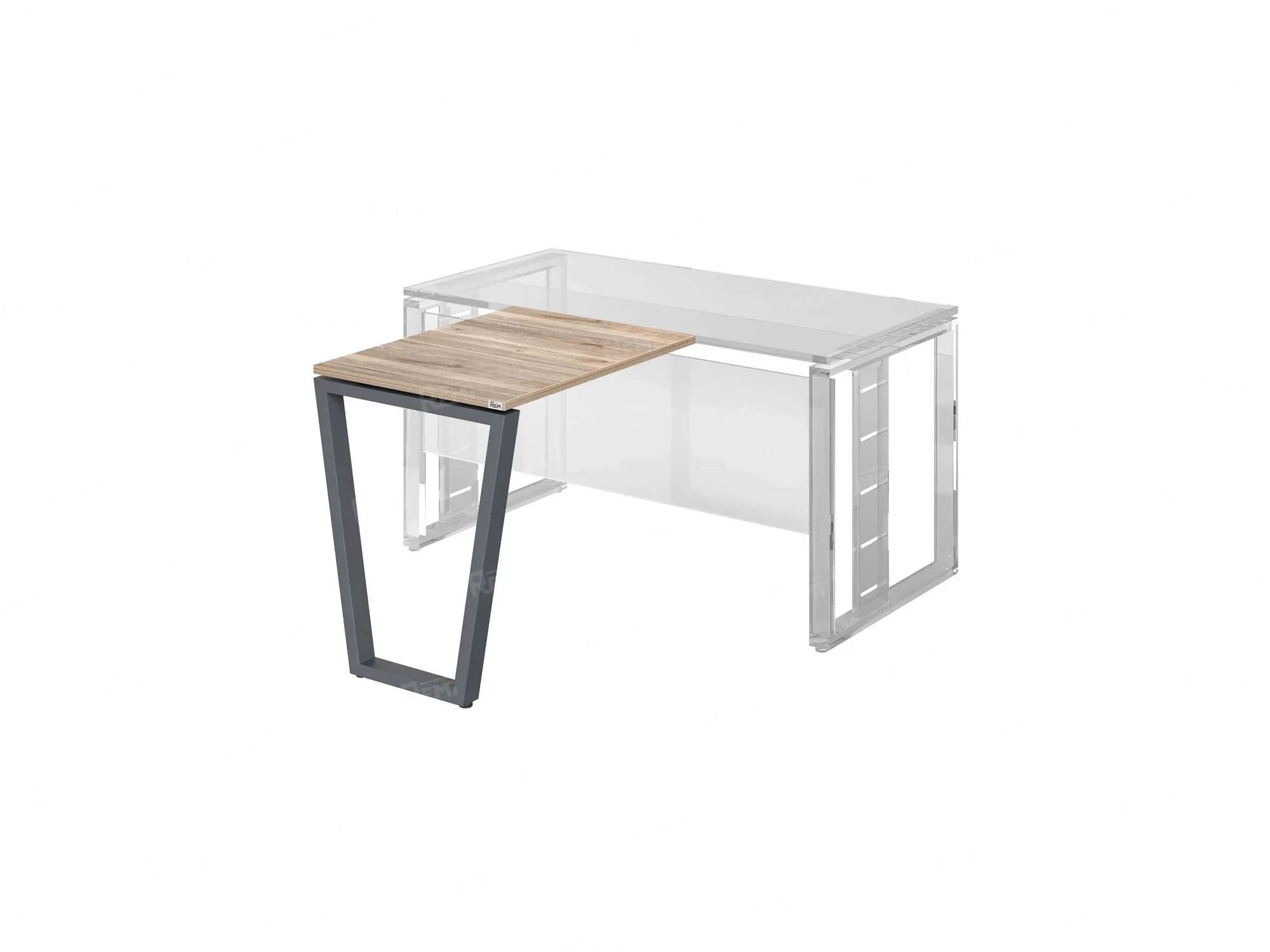 Брифинг прямой, с парящей столешнецей, на U-образном каркасе 1200x600x750 RM074-12x6 Дуб Маувелла/Серый