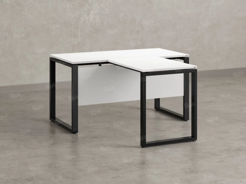 Стол с брифингом с парящей столешницей на О-образных опорах с экраном ЛДСП RM045-14x9 1400x2300x750 Белый/Черный