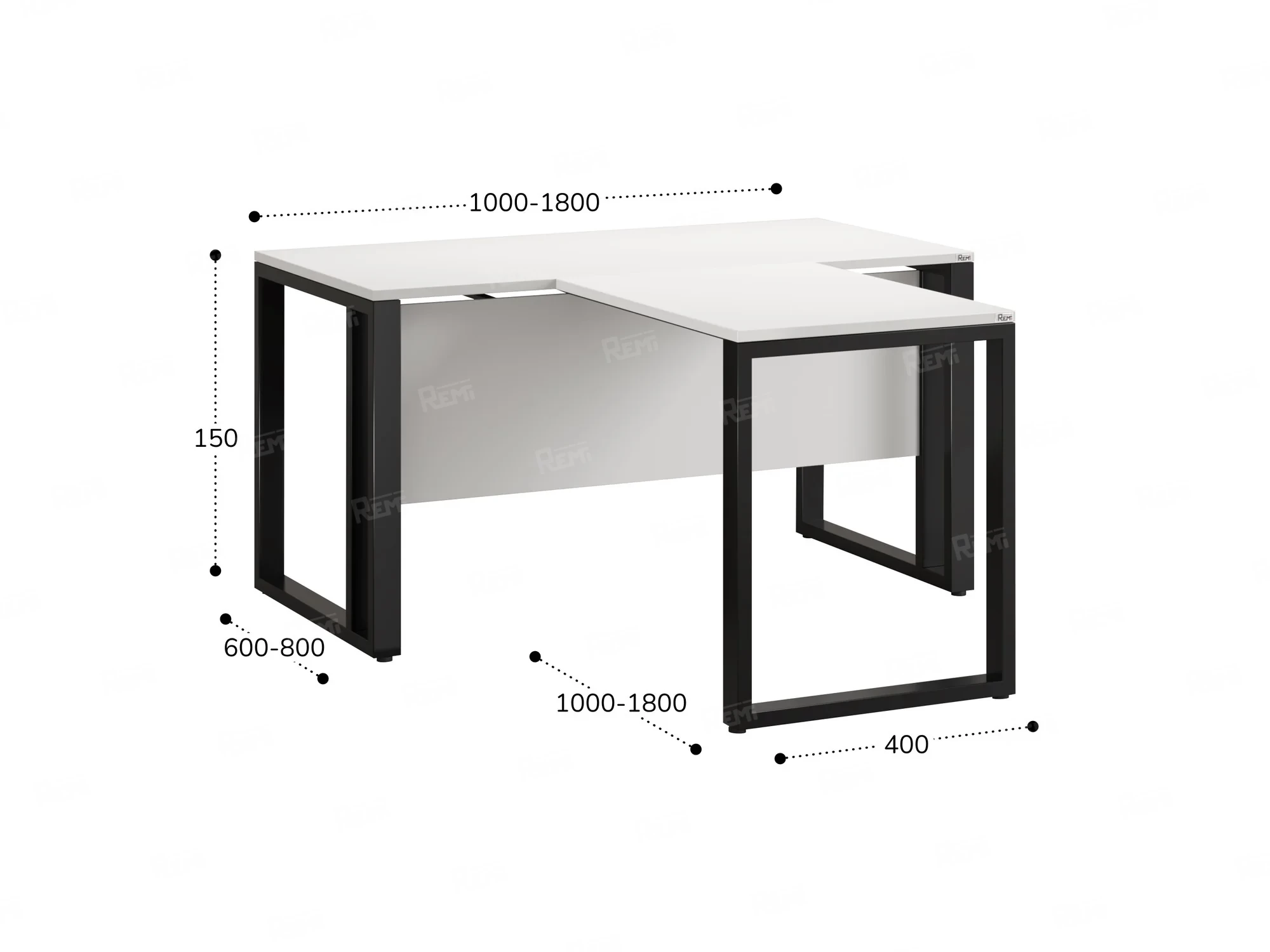 Стол с брифингом на О-образных опорах с экраном ЛДСП RM046-18x8 1800x2600x750 Белый/Черный