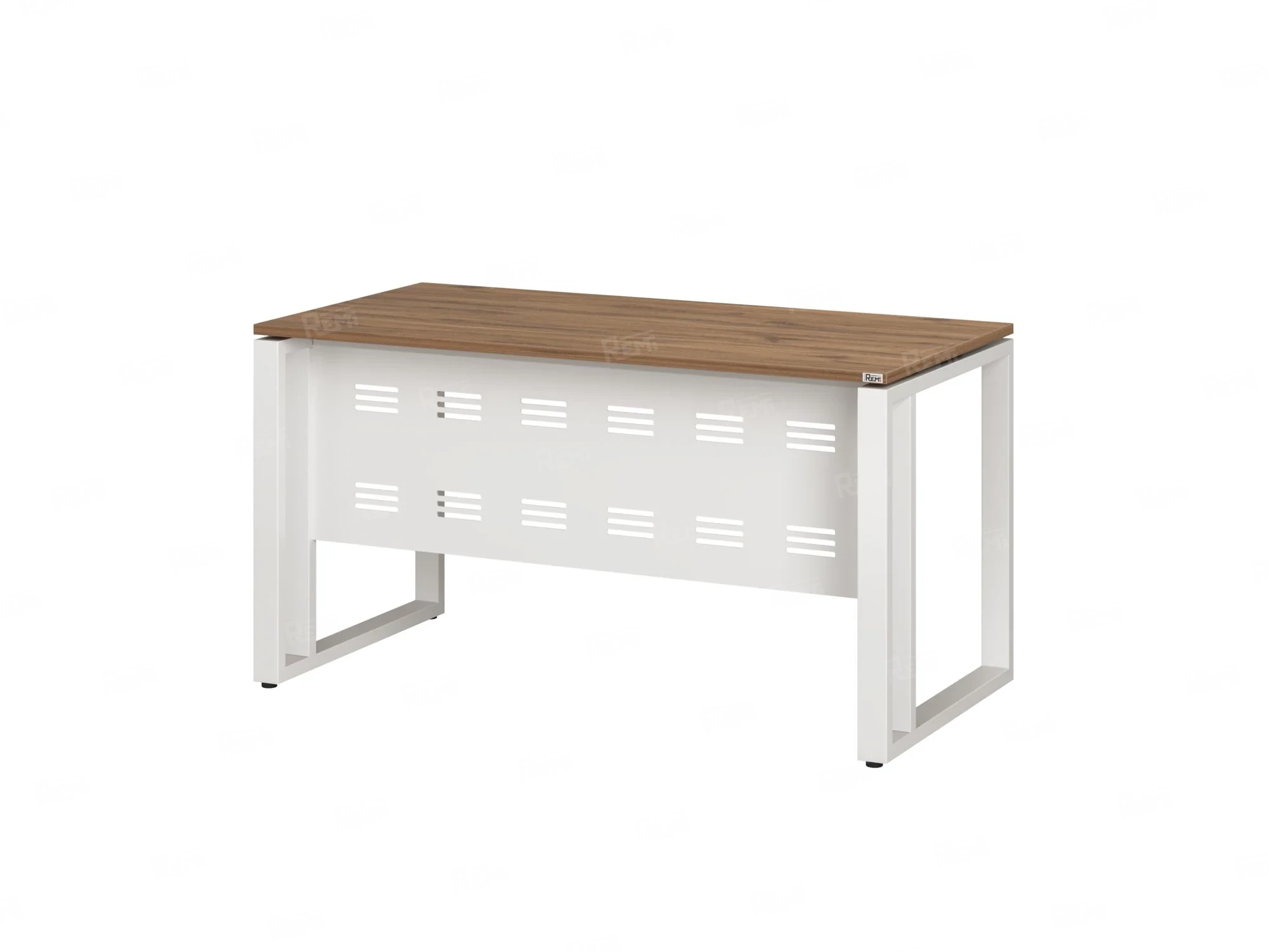 Стол прямой на О-образных опорах с металлическим экраном 1400x800x750 RM042-14x8 Юстус/Белый