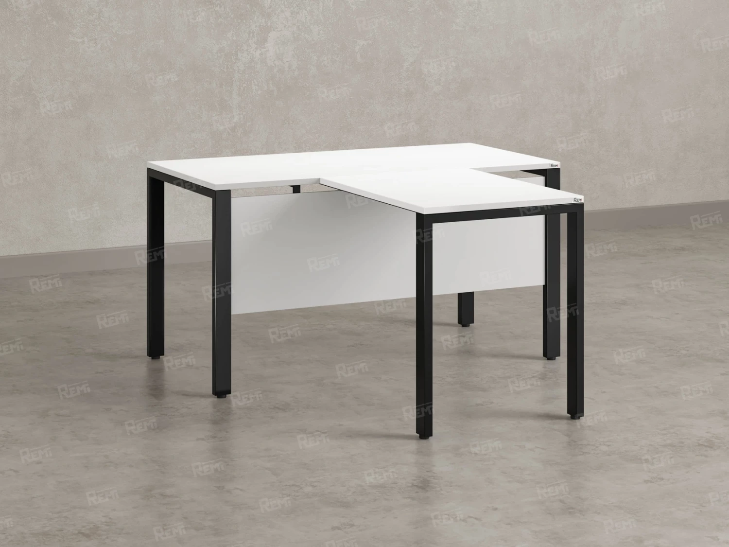 Стол с брифингом на П-образных опорах с экраном ЛДСП RM044-12x6 1200x1800x750 Белый/Черный