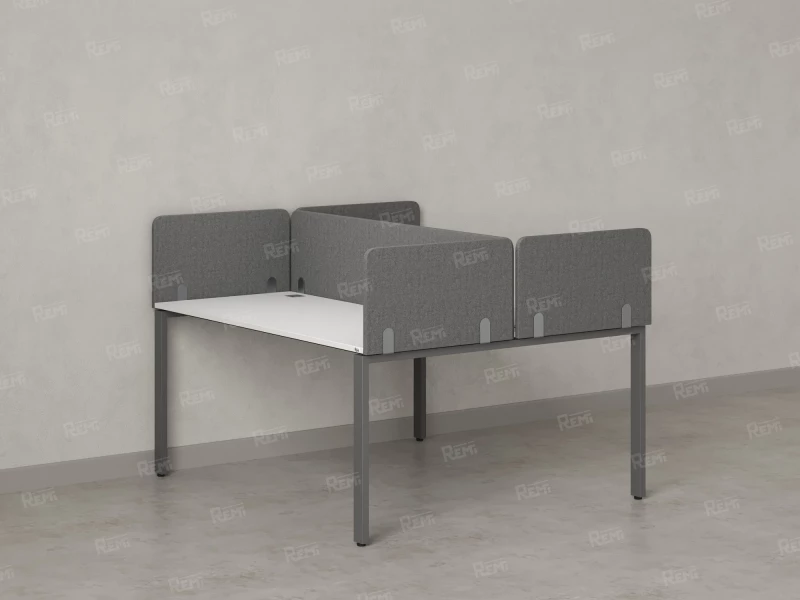 Бенч-система, 2 рабочих места, на П-образных опорах, 5 тканевых экрана 1200x1200x750 RM165-3-12x12 Белый/Серый