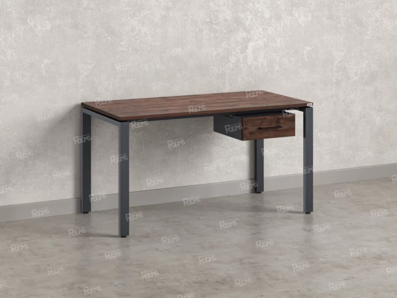 Стол прямой с подвесной тумбой, П-опора 1800x600x750 RM038-18x6 Дуб Апрельский шоколад/Серый