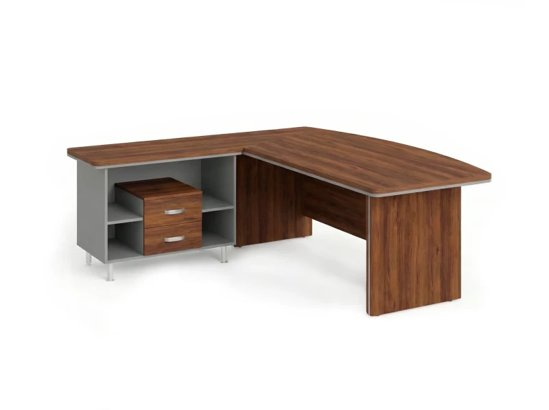 BRL RB070-180x200L Стол рук-ля угл. L с тумбой 2 ящика 1800х2000х760 Орех Вармия/Серый вулканический