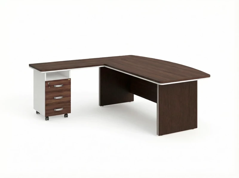 BRL RB071-180x200L Стол руководителя угловой L с тумбой 3 ящика 1800х2000х760 Венге/Белый