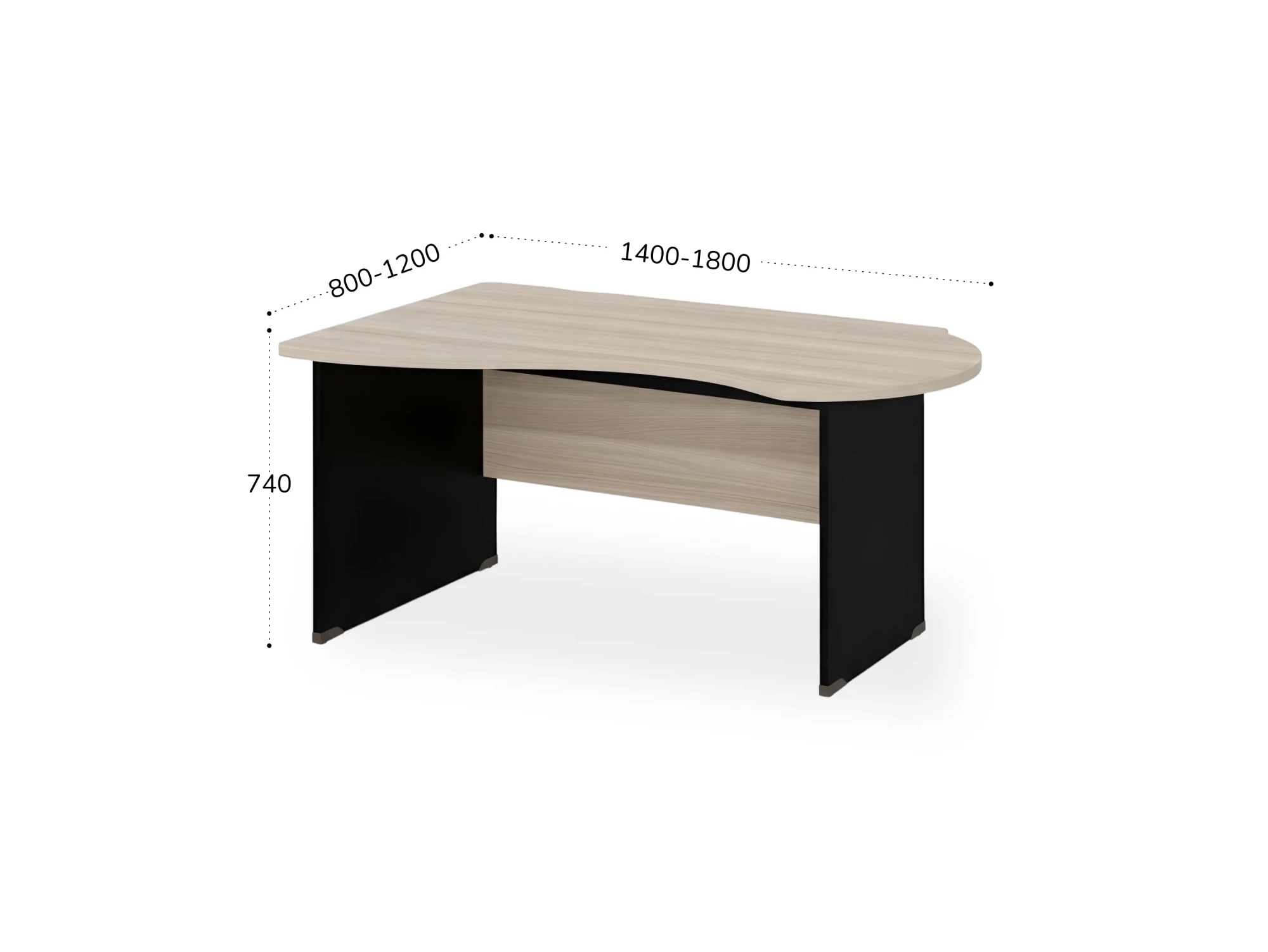 BRL RB004-180х120L Стол асимметричный левый 1800х1200х740 Шорвуд/Черный