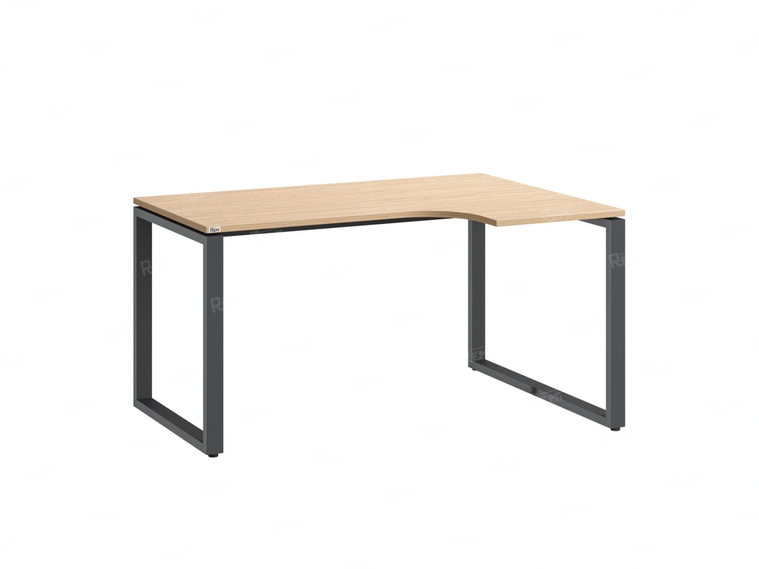 Стол угловой, О-опора, правый 1400x800/1000x750, RM054-14x8-10 Вяз Швейцарский светлый/Серый