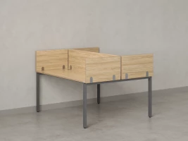 Бенч-система, 2 рабочих места, 5 ЛДСП экранов 1200x1400x750 RM165-4-12x14 Вяз Швейцарский светлый/Серый