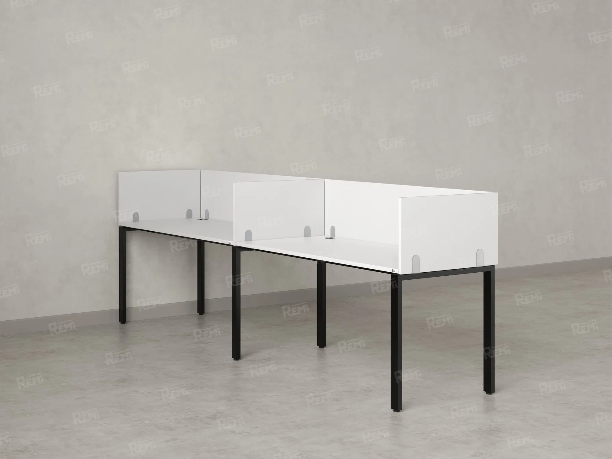 Бенч-система в 1 ряд, 2 рабочих места 5 ЛДСП экранов 2700x800x750 RM167-2-27x8 Белый/Черный