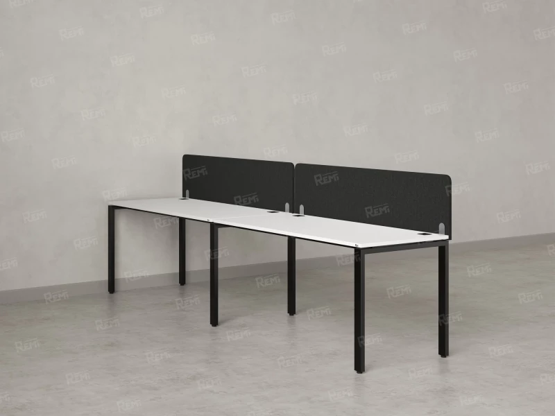 Бенч-система в 1 ряд, 2 рабочих места 2 тканевых экранов 3600x700x750 RM167-3-36x7 Белый/Черный