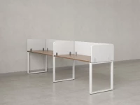 Бенч-система в 1 ряд, 2 рабочих места 5 тканевых экранов 3200x600x750 RM168-1-32x6 Дуб Юстус/Белый
