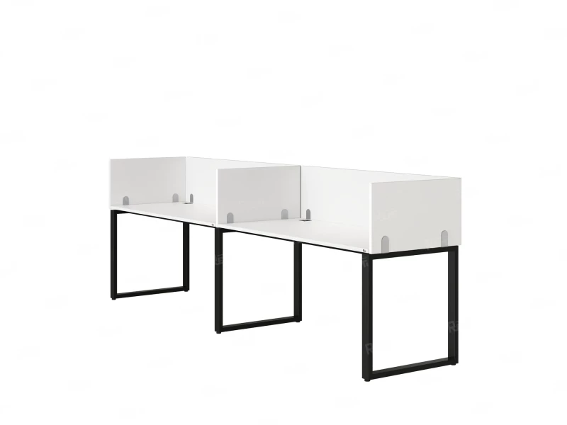 Бенч-система в 1 ряд, 2 рабочих места 5 ЛДСП экранов 2700x800x750 RM168-2-27x8 Белый/Черный