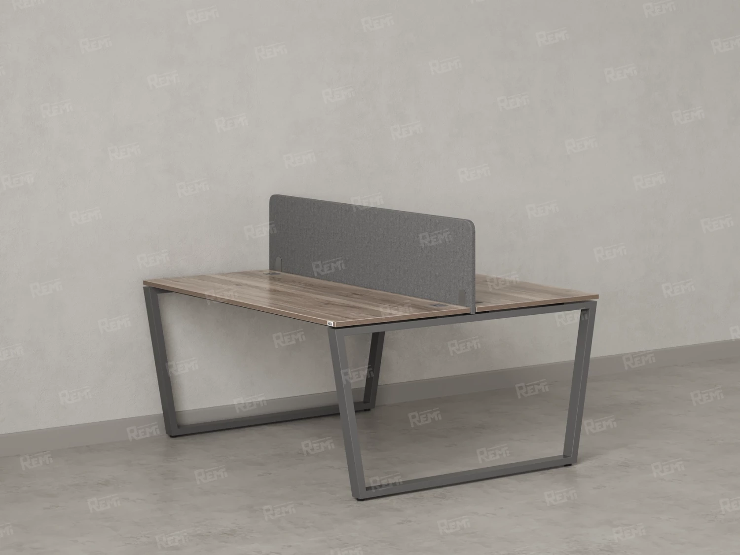 Бенч-система, 2 рабочих места, с одним тканевым экраном 1000x1600x750 RM172-1-10x16 Дуб Маувелла/Серый