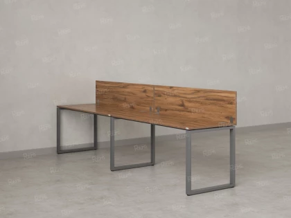 Бенч-система в 1 ряд, 2 рабочих места 2 ЛДСП экранов 2400x700x750 RM168-4-24x7 Дуб Юстус/Серый