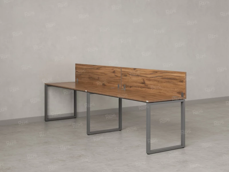 Бенч-система в 1 ряд, 2 рабочих места 2 ЛДСП экранов 2400x700x750 RM168-4-24x7 Дуб Юстус/Серый