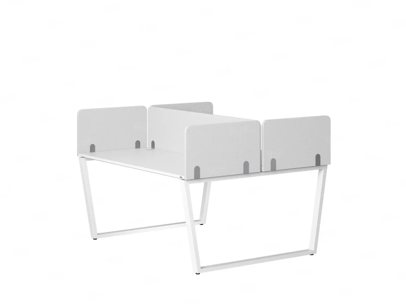 Бенч-система, 2 рабочих места, 5 тканевых экранов 1400x1200x750 RM172-3-14x12 Белый/Белый